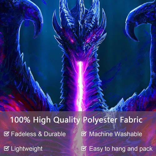Vista 4 de ADDWel Tapiz de luz negra con dragón, tapiz genial de dragón malvado que brilla en la oscuridad, pósteres de luz negra reactivos a UV para colgar