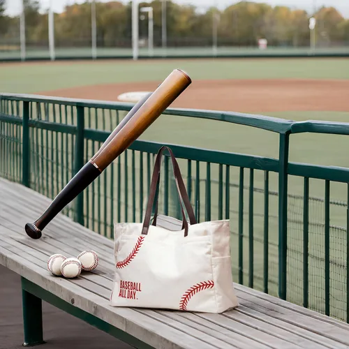Vista 7 de Bolsa de lona de béisbol para mujer, artículos esenciales para madres deportivas, bolsa bordada de béisbol para mamá, béisbol de viaje, regalo