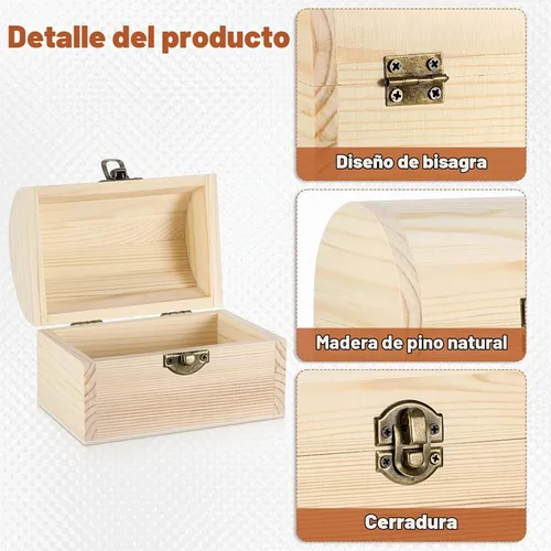 Vista 7 de 4 cajas de madera sin terminar de 4.72 x 3.15 pulgadas, cajas de madera