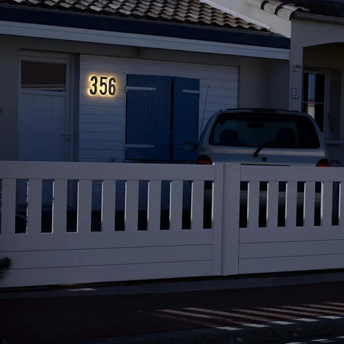 Vista 7 de ROCEEI Número de casa LED retroiluminado de 8 pulgadas del 0 al 9 para exteriores, gran dirección, número iluminado, impermeable, acero inoxidable