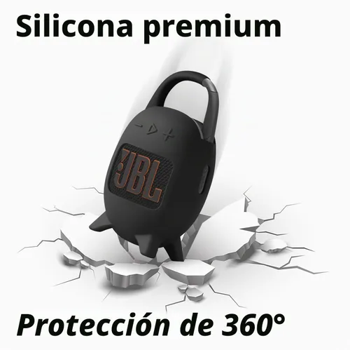 Vista 4 de Geiomoo Funda de transporte de silicona para JBL Clip 5, funda protectora portátil resistente a rayones y golpes (negro)