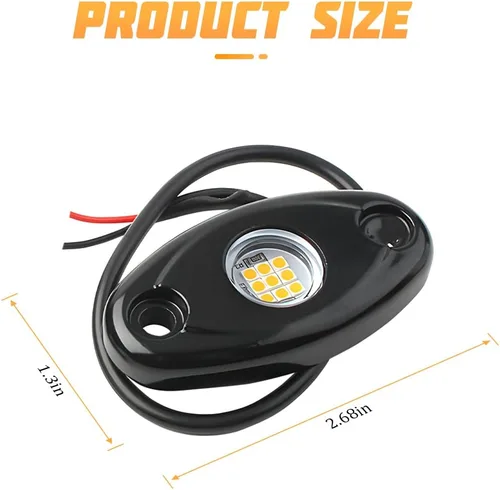 Vista 2 de Luces de Roca para Camiones, 4 Módulos de Luces LED de Roca, Kits de Luces de Neón de Roca Impermeables IP67 para Camioneta ATV Todoterreno SUV