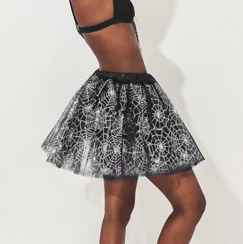 Vista 3 de Nicute Falda tutú para mujer, falda de tul en capas, falda de baile de araña, cosplay, disfraz de tutú de Halloween para mujeres y niñas