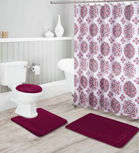 Vista 3 de Kids Zone Home Linen - Juego de accesorios de baño de 16 piezas: tapete de ducha antideslizante, tapete de pie de sanitario antideslizante, tapa