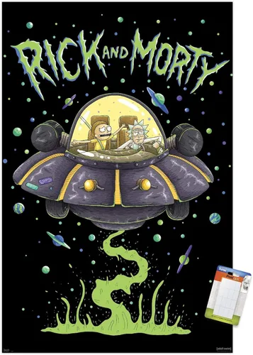 Vista 19 de Trends International Rick And Morty - Póster de pared de barco, 14.725 x 22.375 pulgadas, versión enmarcada de madera de granero