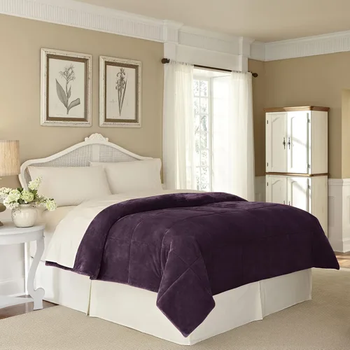 Vista 2 de Vellux King Plush Lux - Manta cálida para todas las estaciones, acolchada ligera, manta de hotel de lujo ultrasuave, con costuras en caja