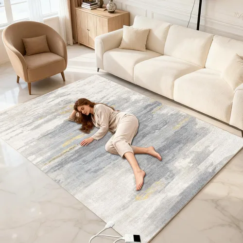 Vista 13 de Alfombra Eléctrica Calefactora de 35 x 55 pulgadas, Alfombra de Calefacción de Felpa Suave, Tapete Calefactor para Piso con Temporizador
