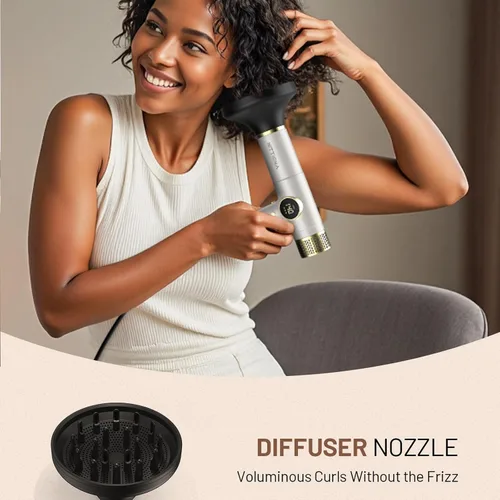 Vista 7 de HITTIONA Secador de pelo de viaje de doble voltaje con difusor magnético, secador de pelo iónico de alta velocidad de 2000 W, regalo para mujeres