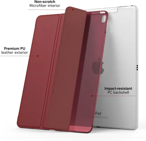 Vista 7 de Funda MoKo ultra fina con soporte inteligente para iPad Pro 10.5 2017 - Tablet matriz, rojo carmín