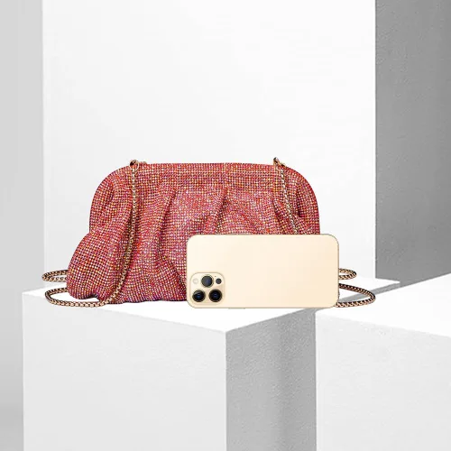 Vista 5 de MOISTRI Bolso de noche con diamantes de imitación para mujer, bolso de hombro brillante para fiesta, bolso cruzado de boda