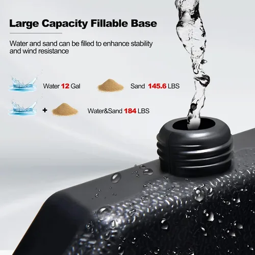 Vista 6 de Tangkula 4 piezas de 185 libras voladizas de patio con compensación de base de sombrilla para patio, relleno de agua y arena, resistente soporte