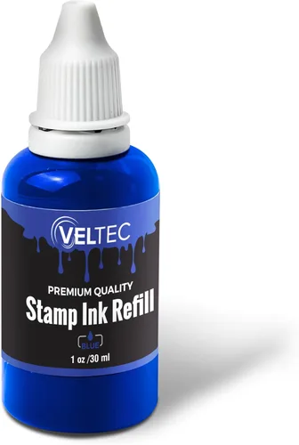 Vista 5 de Veltec Tinta de repuesto de sello autoentintado, botella exprimible – 1 oz (negro)