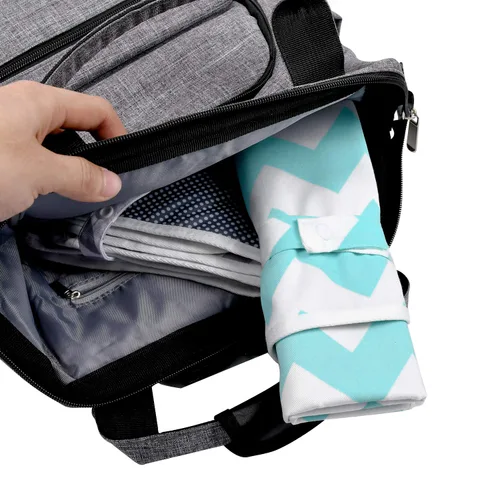 Vista 4 de Cambiador portátil, paquete de 2 cambiadores de pañales impermeables para bebés, reutilizables y lavables, estación de viaje para recién nacidos
