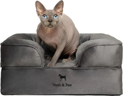 Vista 33 de NOAH & PAW Cama para perros pequeños, 20 x 15 x 8 pulgadas, cama para gatos de interior, espuma viscoelástica ortopédica de cáscara de huevo