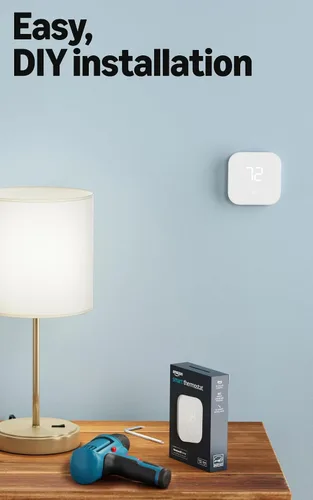 Vista 5 de Amazon Smart Thermostat (seminuevo): ahorra dinero y energía, compatible con Alexa y Ring, requiere cable tipo C
