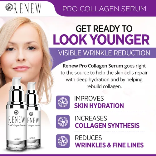 Vista 4 de Renew Pro Collagen Serum de Renew Skincare Day/Night Collagen Serum para mejorar la tez, hidratar profundamente, disminuir las líneas finas