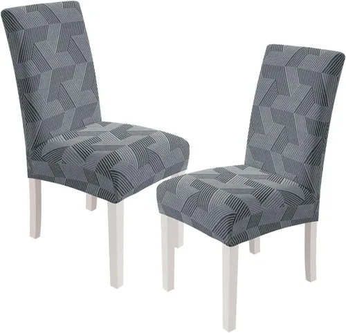Vista 51 de JIVINER - Juego de 2 fundas elásticas para sillas de comedor, fundas geométricas de jacquard para sillas de comedor, fundas lavables para sillas
