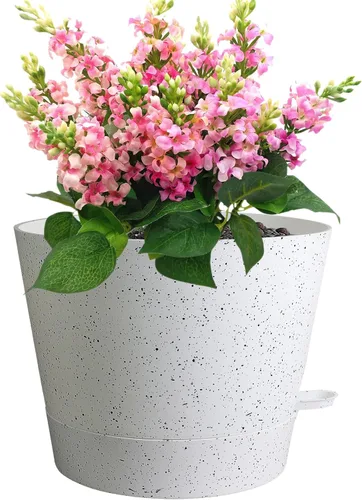 Vista 12 de Meowell Macetas grandes de 12 pulgadas con riego automático para plantas de interior y exterior, macetas para flores con orificios de drenaje