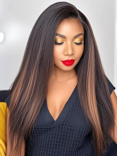 Vista 8 de Pelucas de cabello humano lacio tipo afro marrón con encaje frontal de 13 x 4, pelucas de cabello humano prearrancado con nudos invisibles, castaño