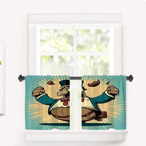 Vista 88 de Cortinas opacas de poliéster multicapa para cafetería, con diseño de diamantes, 2 unidades, 26 x 24 pulgadas