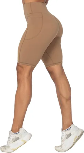 Vista 4 de Sunzel Pantalones cortos de ciclismo de 10 pulgadas, 8 y 5 pulgadas, para mujer, con bolsillos, cintura alta, para yoga, atletismo, gimnasio
