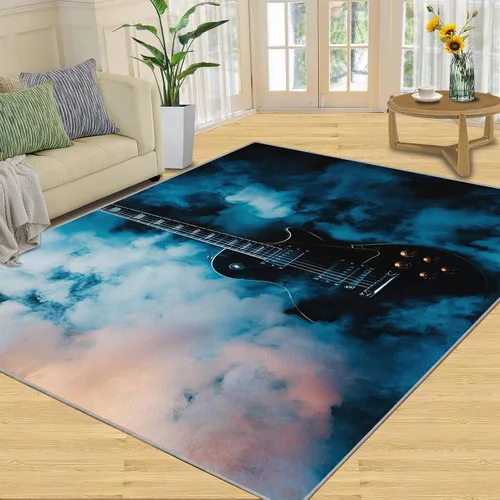 Vista 21 de Alfombra de guitarra, alfombra de 2 x 3 pies para entrada, alfombra de área musical, alfombra lavable de guitarra fresca para dormitorio, alfombra