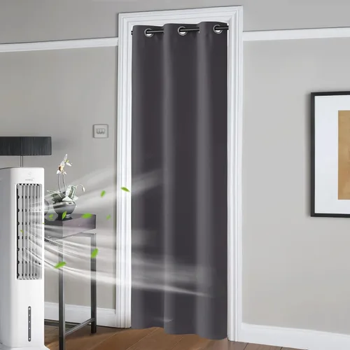 Vista 22 de RYB HOME Cortinas portátiles para puerta con privacidad, cortinas opacas y aislantes térmicas para dormitorio, armario, sala de estar, comedor, Beige