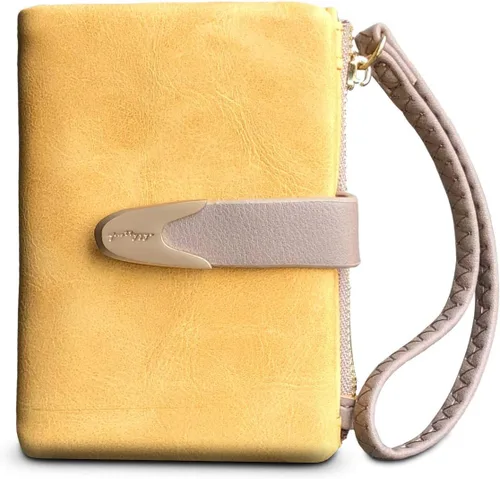 Vista 5 de Carteras para mujer, Rfid, pequeña, compacta, plegable, corta, con cremallera, monedero