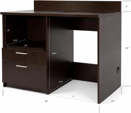 Vista 3 de BREAKtime Gabinete de estación de café con mini nevera y espacio para microondas, cocina comercial para sala de descanso, totalmente montado, 48