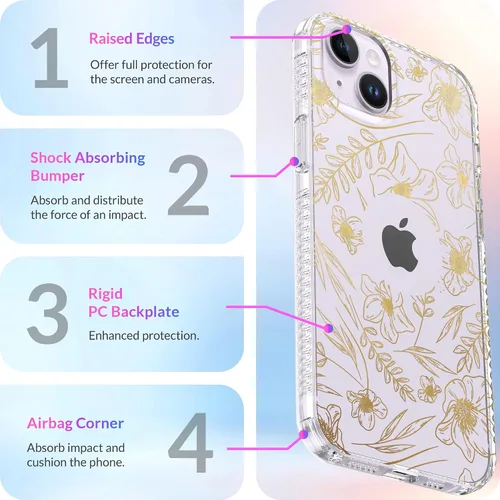 Vista 6 de LONLI Hue Funda para iPhone 14 – [Protector de golpes de 360° que absorbe los impactos] – [Funda de teléfono bonita y única para niñas y mujeres]