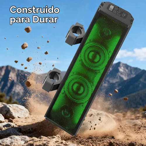 Vista 3 de Barra de sonido UTV de 17 pulgadas, Bluetooth impermeable con iluminación RGB, altavoz Bluetooth con IP65 impermeable, sonido amplificado de 400 W