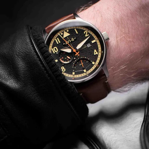 Vista 2 de AVI-8 Hawker Hurricane Mckellar Dual Time Watch Metropolis Black