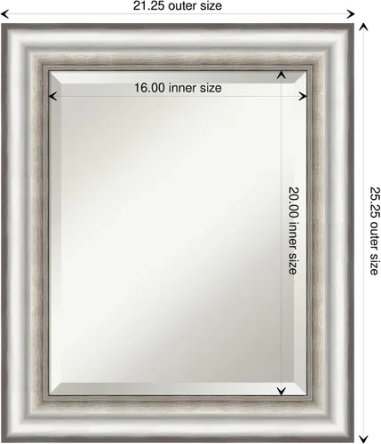 Vista 4 de Amanti Art Espejo de pared plateado de 25 x 21 pulgadas, espejo rectangular plateado de salón para baño, decoración de pared de sala de estar, marco