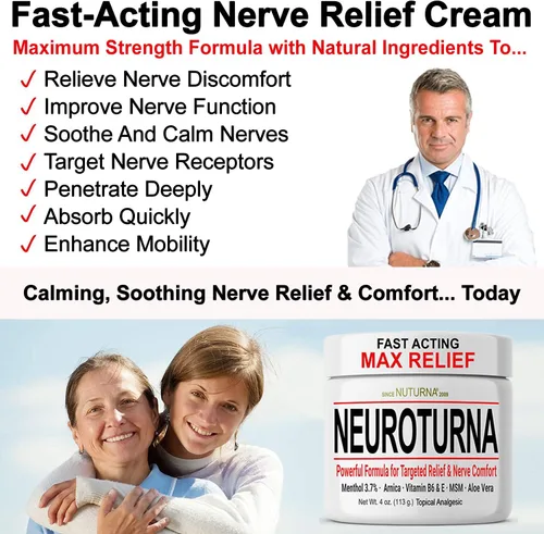 Vista 3 de Crema neuropatía nerviosa – Acción rápida para pies, manos, piernas, dedos de los pies hacia atrás, mentol, árnica, aloe vera, MSM, calmante