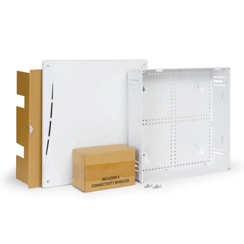 Vista 9 de ICC Recinto de cableado estructurado de plástico de 9", recinto multimedia con cubierta, caja de gestión de cables para cableado estructurado