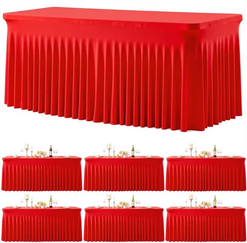 Vista 28 de Paquete de 2 manteles color azul bebé para mesas rectangulares de 6 pies, mantel ajustable de elastano, fundas de mesa elásticas de 6 pies, manteles