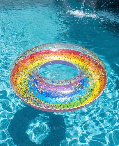 Vista 3 de PoolCandy Tubo de piscina jumbo, 48 pulgadas, múltiples estilos de tubo Arco iris clásico con purpurina