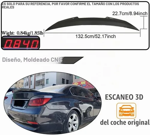 Vista 5 de Real Carbon Fiber Spoiler for BMW E60 5-Series Sedan & E60 M5 2004-2010