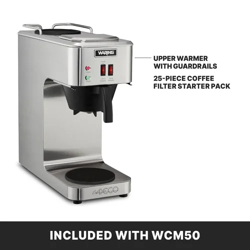 Vista 6 de Waring Cafetera comercial Café Deco para verter sobre café, 3 galones por hora, 2 calentadores individuales, se adapta a decantadores grandes de 64