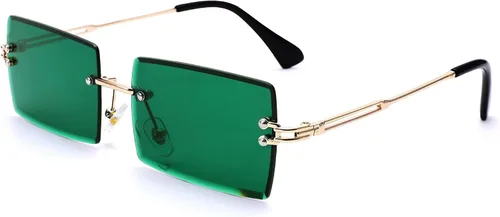 Vista 62 de Gafas de sol rectangulares para hombres/mujeres, gafas de sol pequeñas sin montura cuadrada