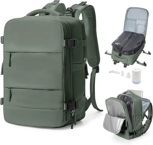 Vista 11 de Mochila de viaje grande al vacío con bomba,Mochilas para laptop para mujeres y hombres,Mochila de transporte,Bolsa de viaje para artículos Beige