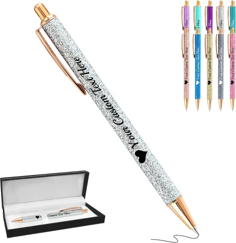 Vista 116 de Bolígrafos de purpurina personalizados con nombre impreso, bolígrafo personalizado con barril de metal, retráctil, bonito y elegante, regalos