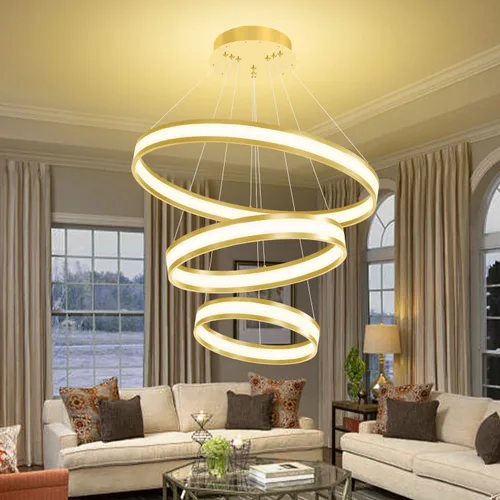Vista 11 de Moderno candelabro de anillo acrílico regulable con LED, lámpara de anillo ajustable para comedor, sala de estar, dormitorio, cocina