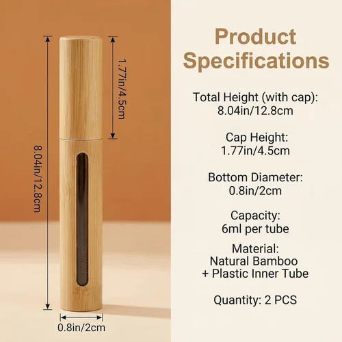 Vista 2 de 2 Uds. 6ML Vacío Apariencia de Bambú Pestañas Tubos Tubo de Rímel Soporte de Varita de Pestañas Contenedor Cosmético Maquillaje Muestra Embalaje