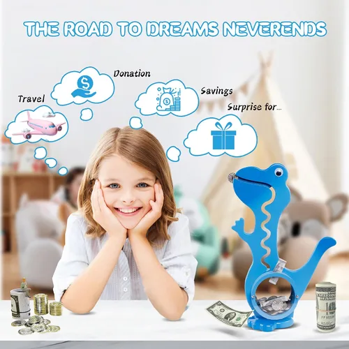 Vista 5 de Hucha de dinosaurio Boalord para niñas y niños con animales grandes, caja de ahorro de dinero personalizada para niños y adultos, el mejor regalo