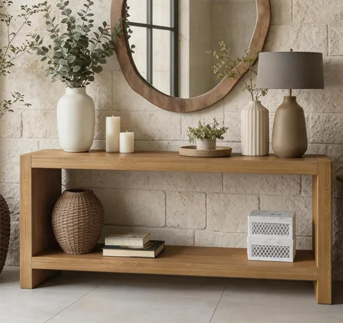 Vista 14 de SSLine Mesa consola de madera de 65 pulgadas, mesas estrechas y largas para sofá detrás del sofá, mesa de entrada para sala de estar, pasillo
