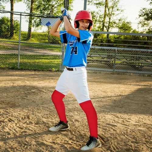 Vista 2 de Hicarer Juego de 3 pares de calcetines de fútbol por encima de la rodilla, calcetines de béisbol extralargos, calcetines de sóftbol con cinturón