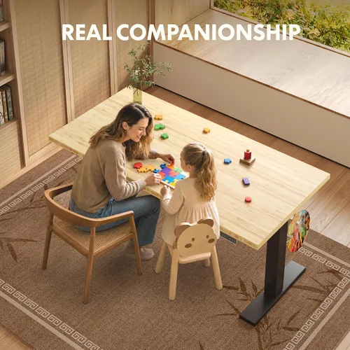 Vista 8 de FLEXISPOT Escritorio de pie de bambú sólido, escritorio de bambú real de 48 x 24 pulgadas con grano natural, estación de trabajo duradera