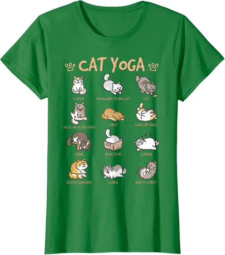 Vista 46 de Cat Yoga Poses Cats Practicing Mindfulness Meditación Kitten - Camiseta, Negro, S