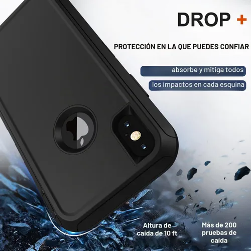 Vista 4 de Funda para iPhone X, iPhone Xs con funda de clip para cinturón, 2 protectores de pantalla, grado militar, a prueba de golpes, resistente, a prueba